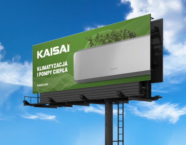 Reklama zewnętrzna klimatyzatorów i pomp ciepła KAISAI