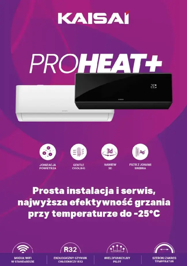 Klimatyzatory ścienne KAISAI PRO HEAT+ - ulotka
