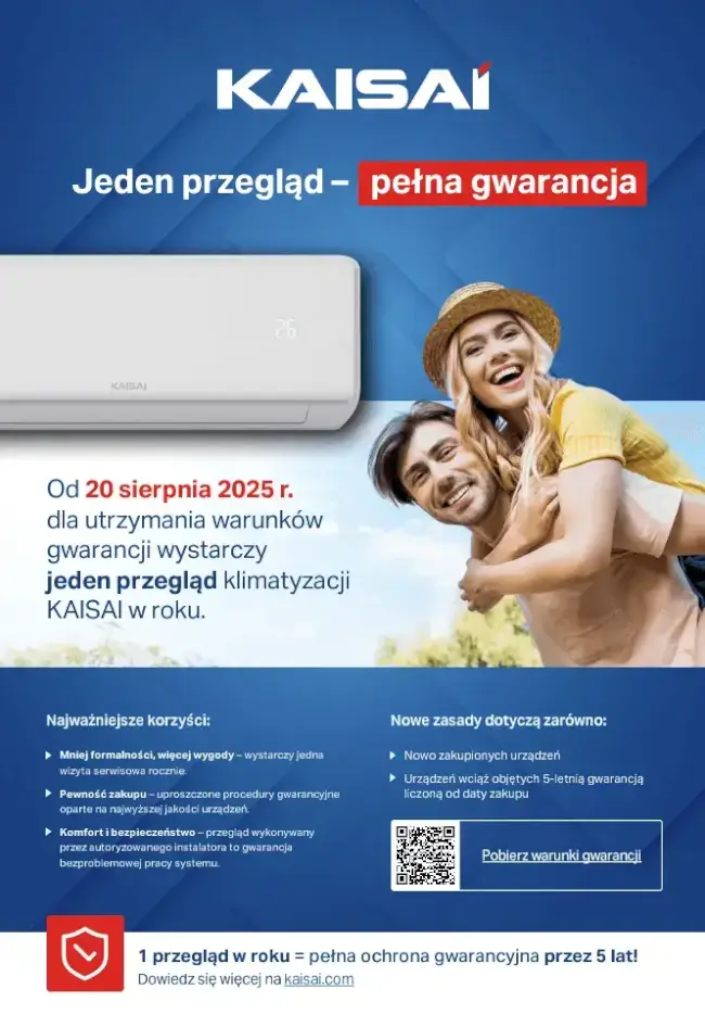 Nowe warunki gwarancji na klimatyzatory KAISAI 2025